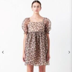 ENDLESS ROSE Leopard Print Puff Mini Dress Size S NWT Retail $108 Tuckernuck